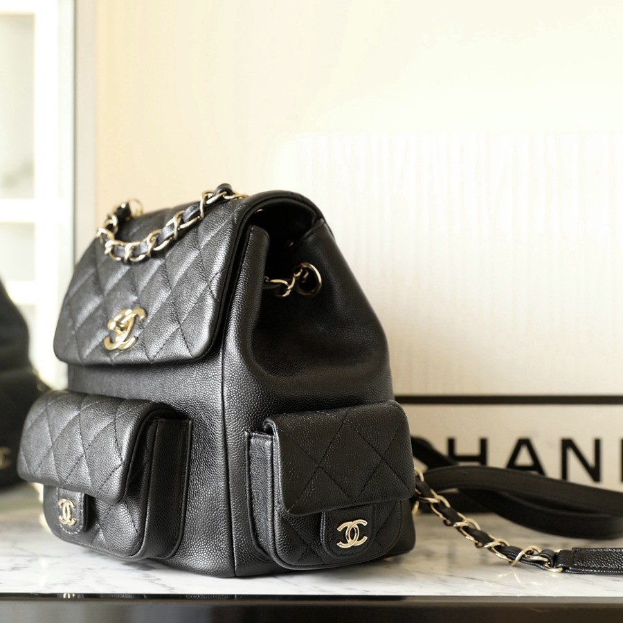 23K 坦克雙肩包 荔枝紋牛皮 黑色_2