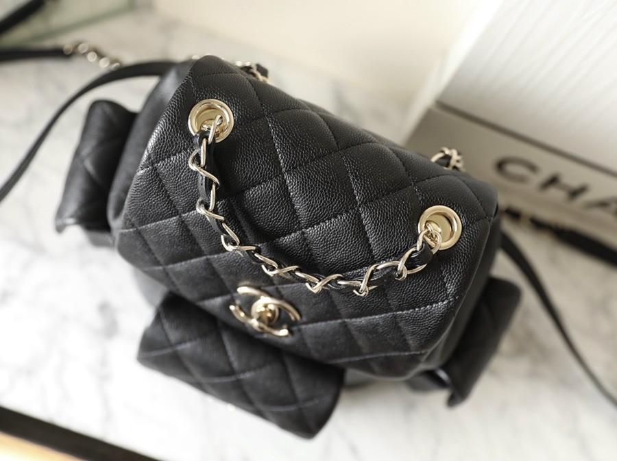 23K 坦克雙肩包 荔枝紋牛皮 黑色_4