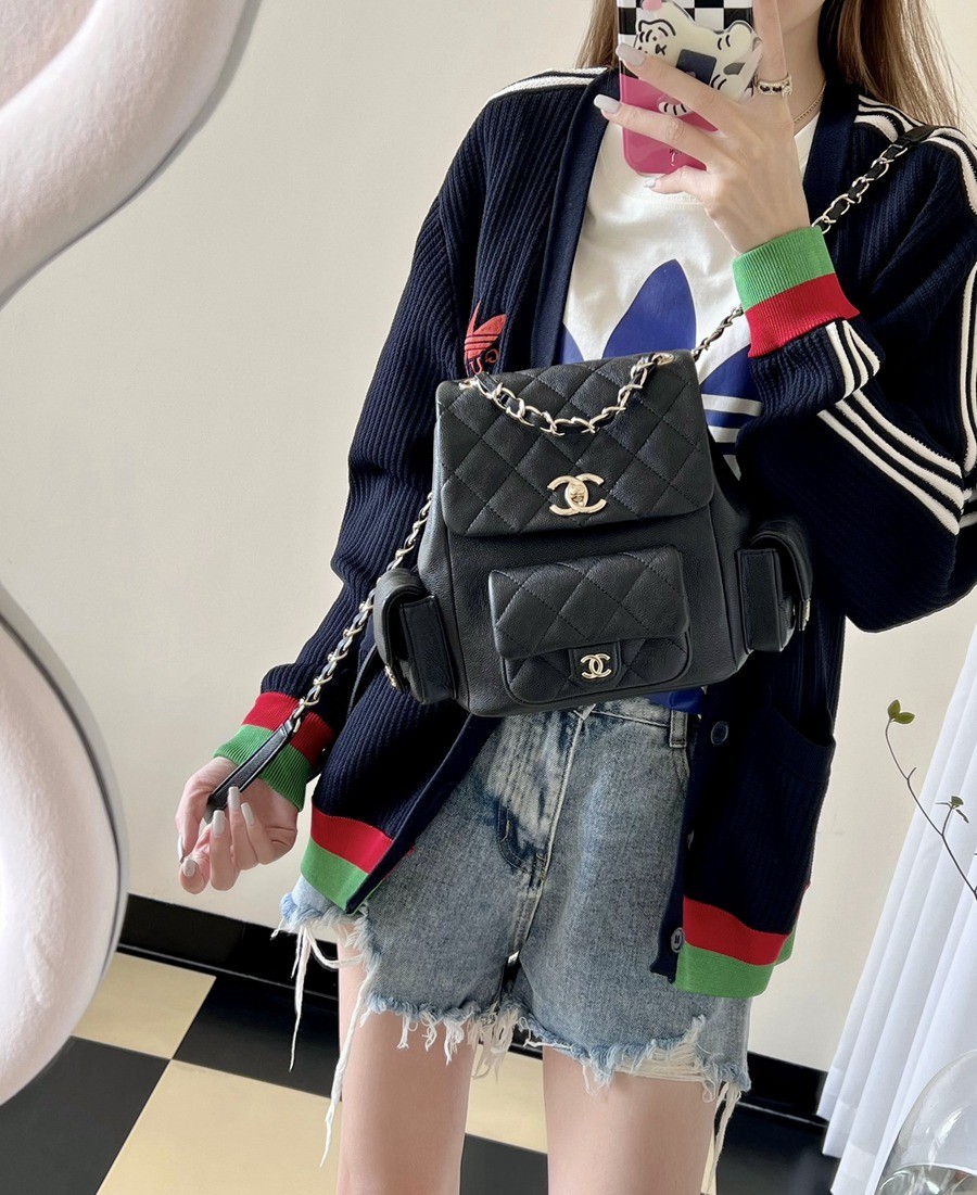 23K 坦克雙肩包 荔枝紋牛皮 黑色_15