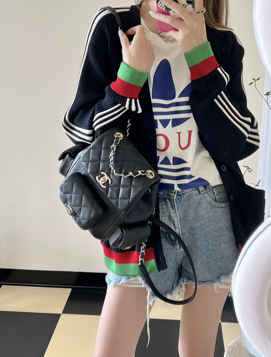 23K 坦克雙肩包 荔枝紋牛皮 黑色_14