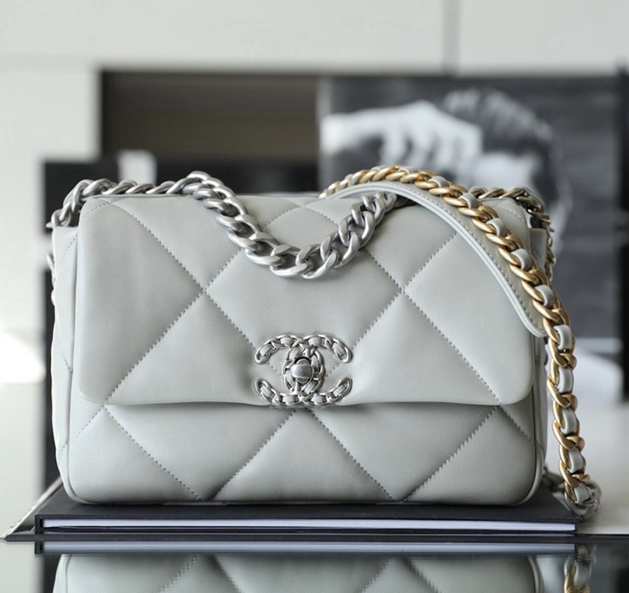 19Bag 白色 銀扣 26CM_1