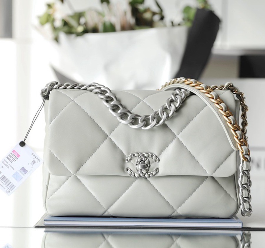 19Bag 白色 銀扣 30CM_1