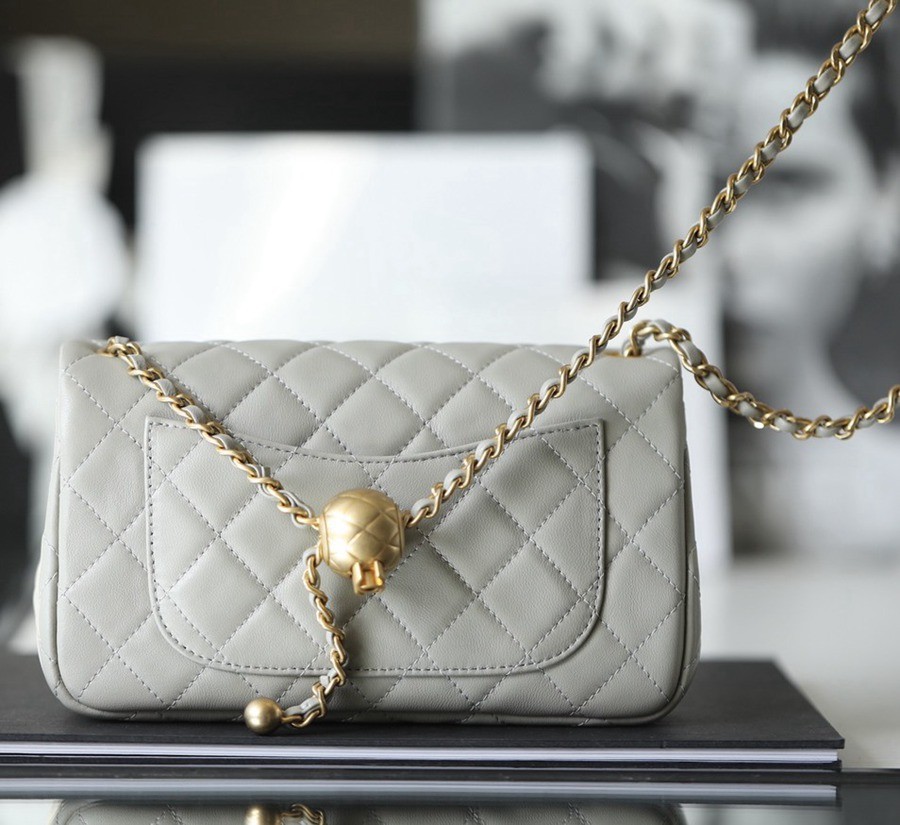 CF 經典款 金球 Mini 羊皮 斑鳩灰金扣_4