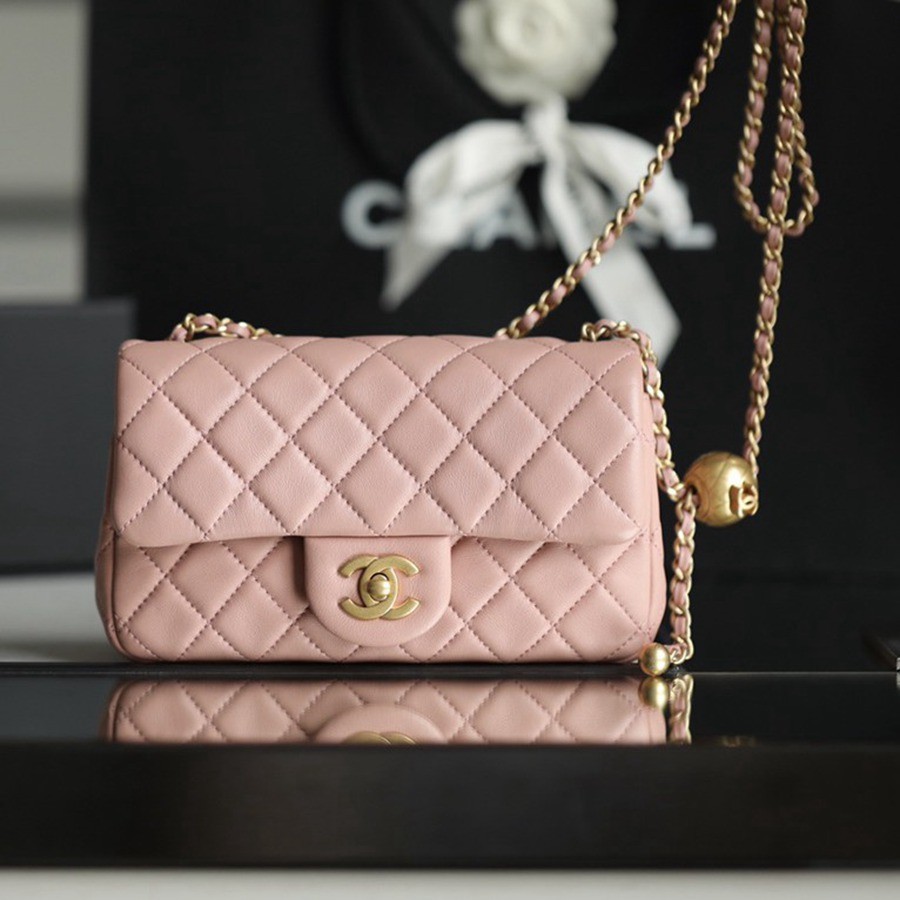 CF 經典款 金球 Mini 羊皮 粉色 金扣_1