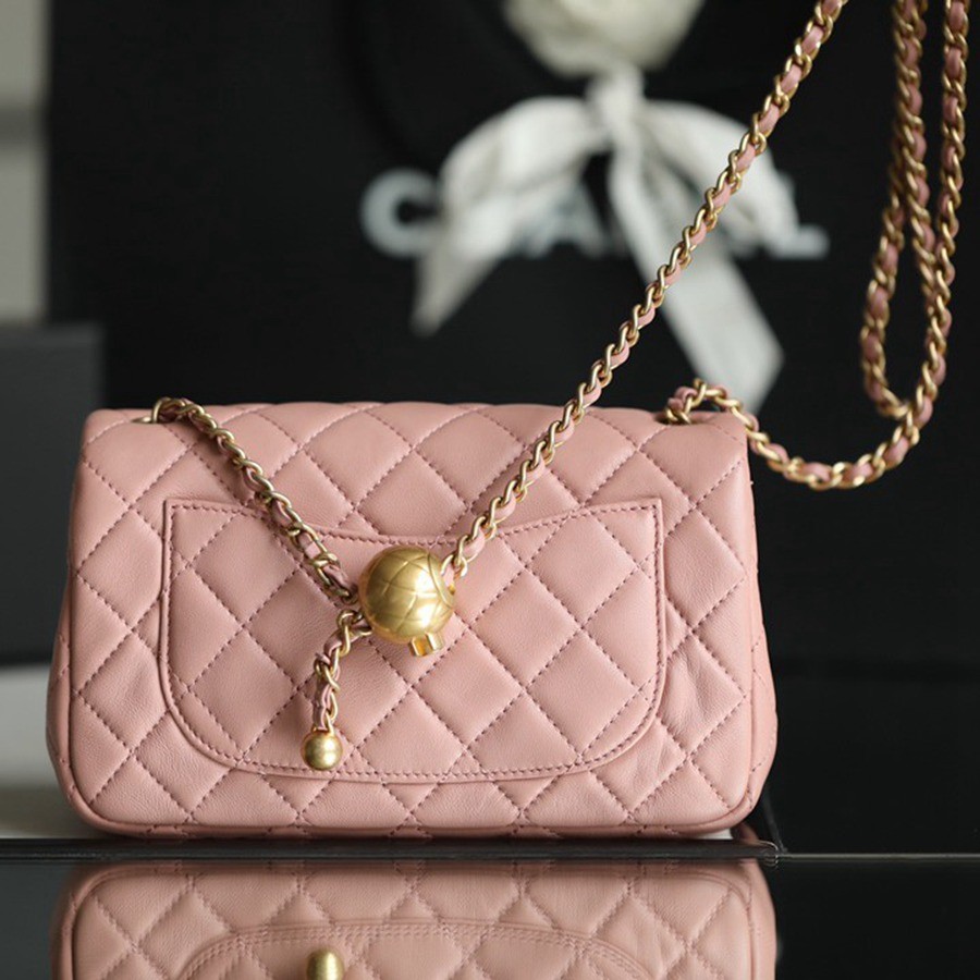 CF 經典款 金球 Mini 羊皮 粉色 金扣_2