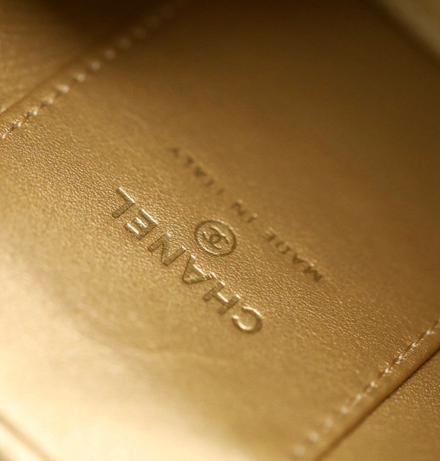 經典 金球化妝包 羊皮黑色 金扣_9