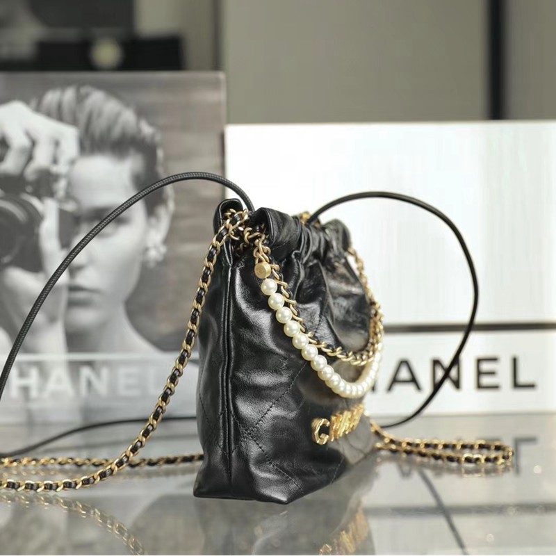 22Bag mini 珠鏈條 黑色_4