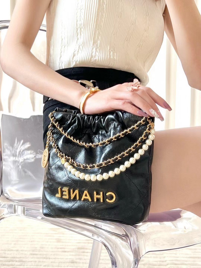 22Bag mini 珠鏈條 黑色_8