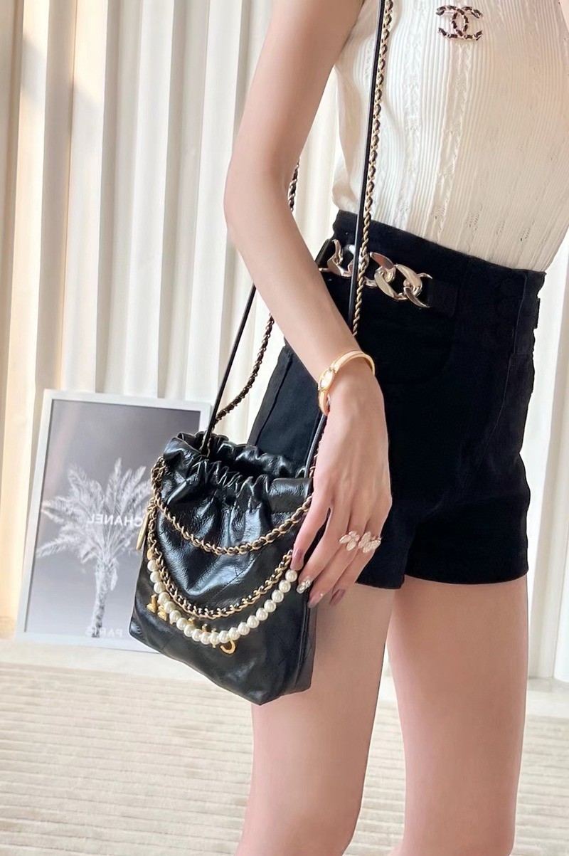 22Bag mini 珠鏈條 黑色_10