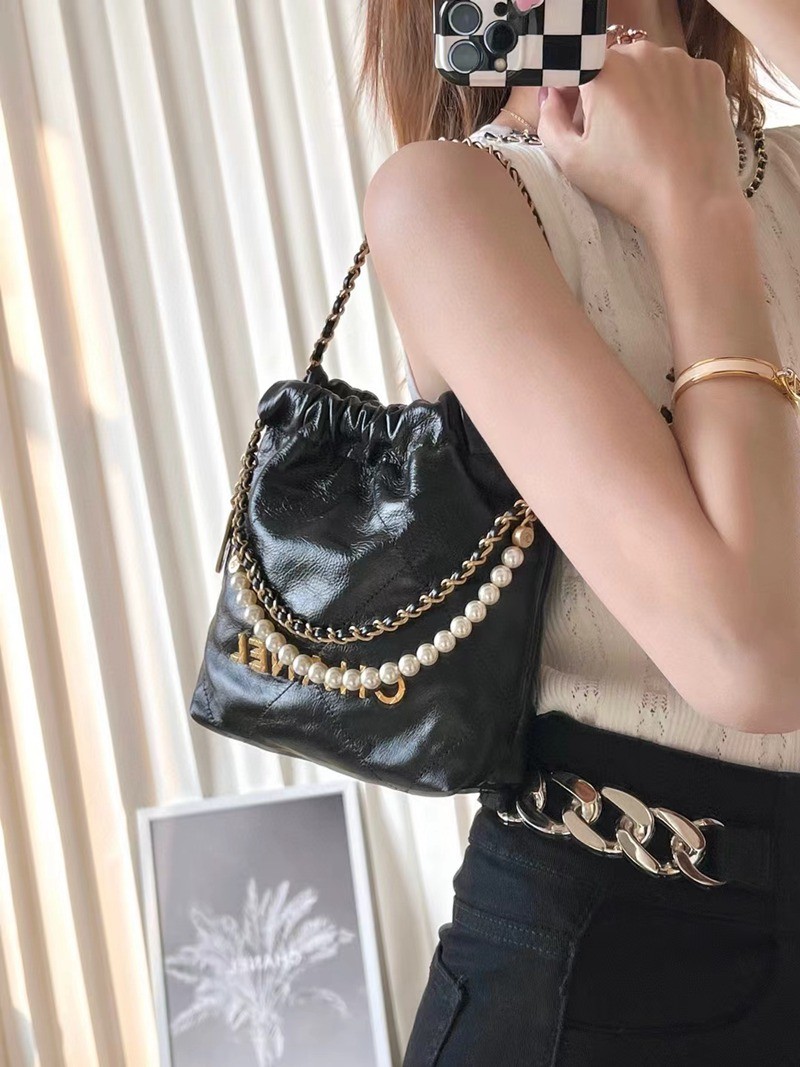 22Bag mini 珠鏈條 黑色_9