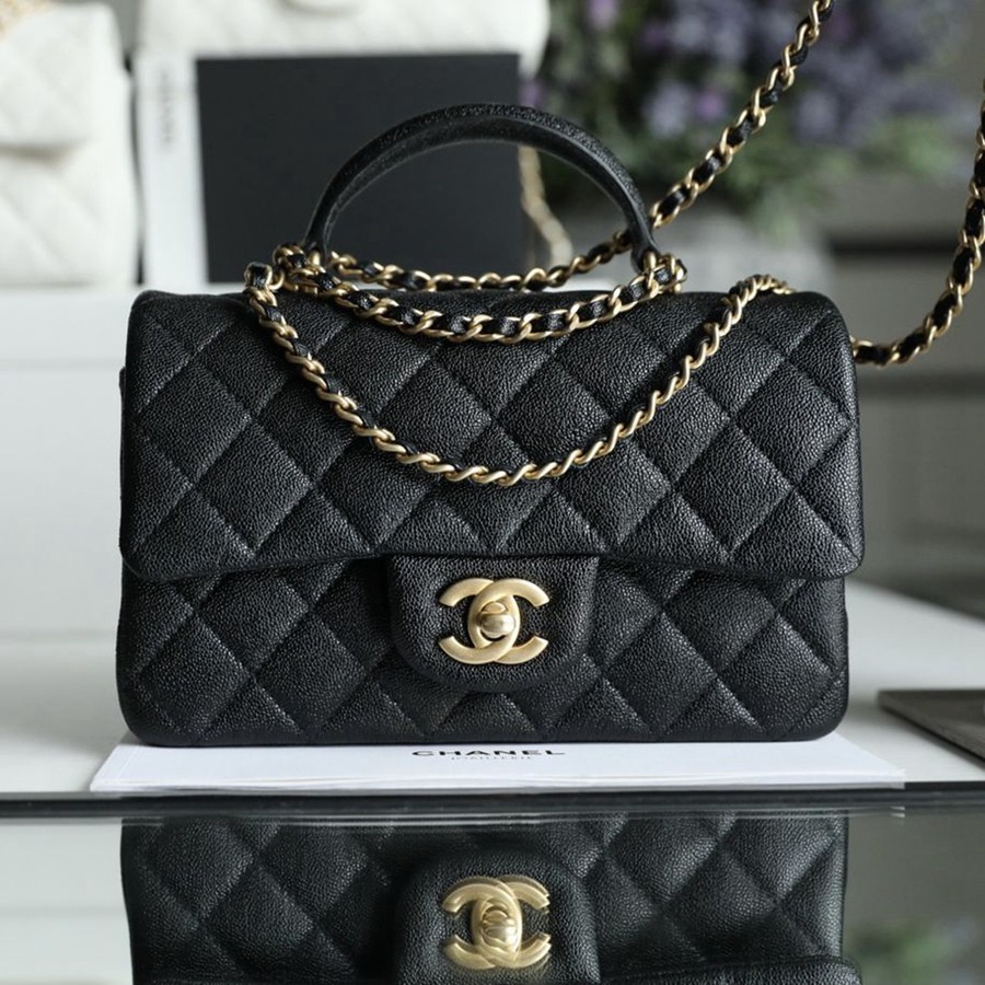 CF Mini handle 牛皮 黑色 金扣_1