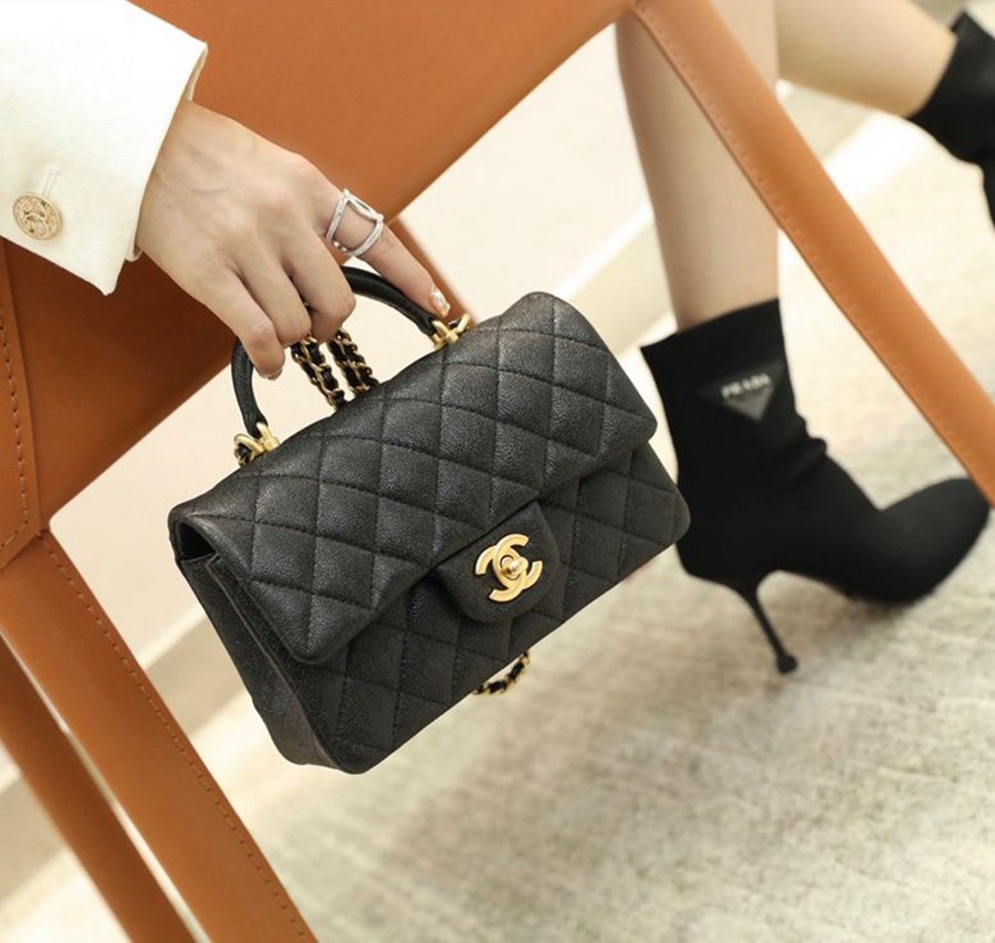 CF Mini handle 牛皮 黑色 金扣_18