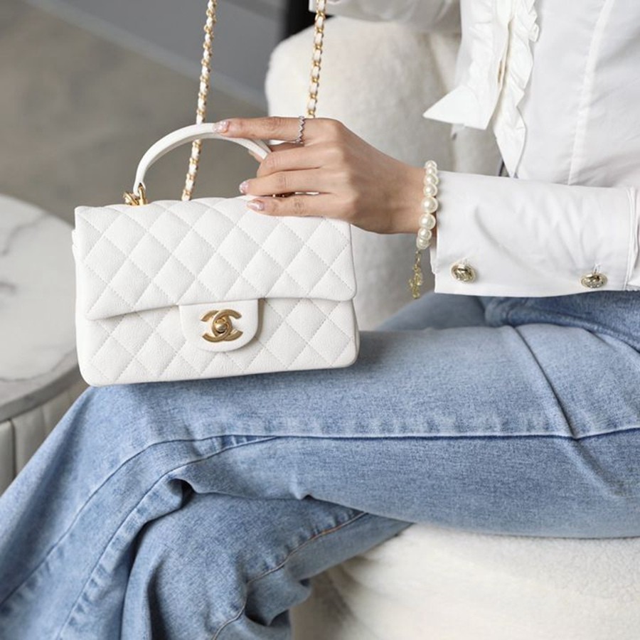 CF Mini handle 牛皮 白色 金扣_17