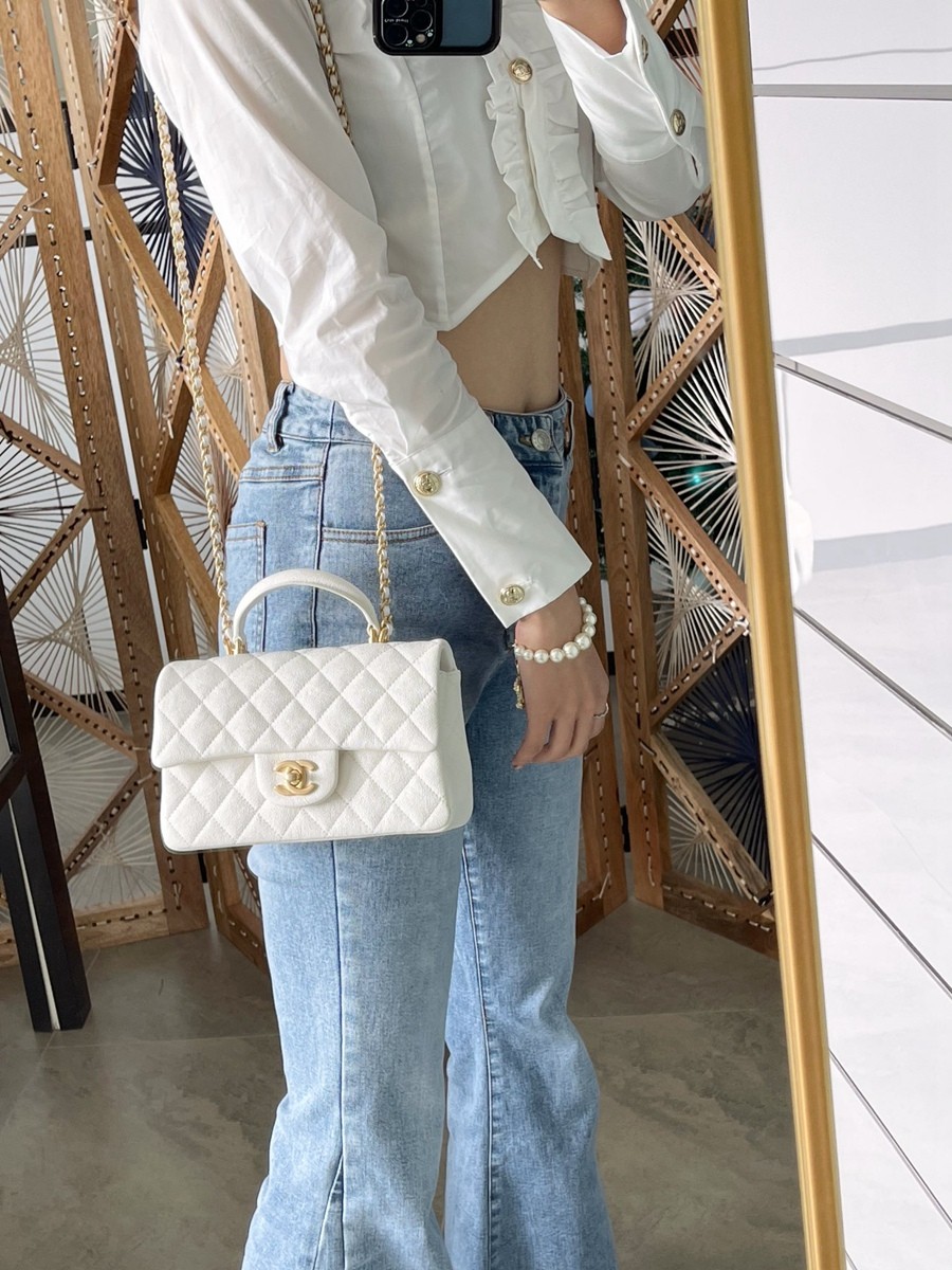 CF Mini handle 牛皮 白色 金扣_18