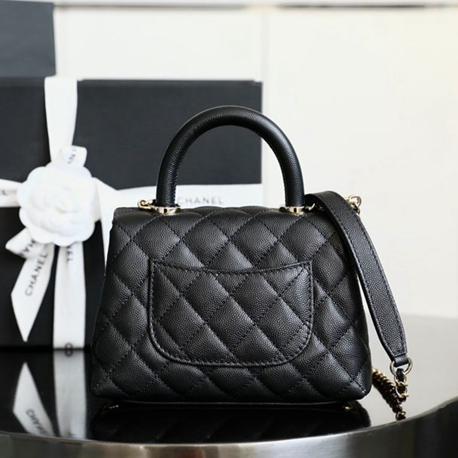 Coco Handle 荔枝紋牛皮19CM 淡金扣_4