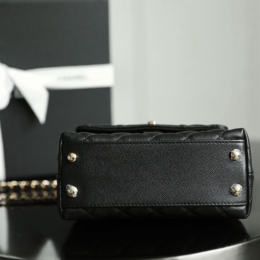 Coco Handle 荔枝紋牛皮19CM 淡金扣_5