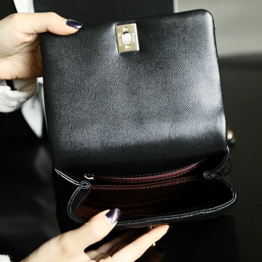 Coco Handle 荔枝紋牛皮19CM 淡金扣_6