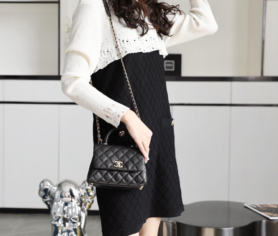 Coco Handle 荔枝紋牛皮19CM 淡金扣_8