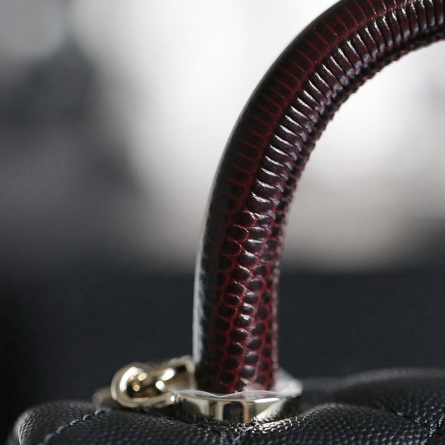 Coco Handle 黑色 棗紅蜥蜴紋手腕19CM 淡金扣_3