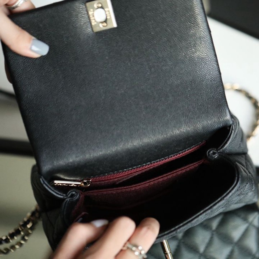 Coco Handle 黑色 棗紅蜥蜴紋手腕19CM 淡金扣_7