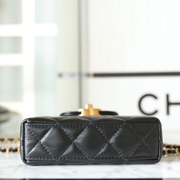 小香 23K秋冬 Kelly鏈條手拿包 小號 黑色_5