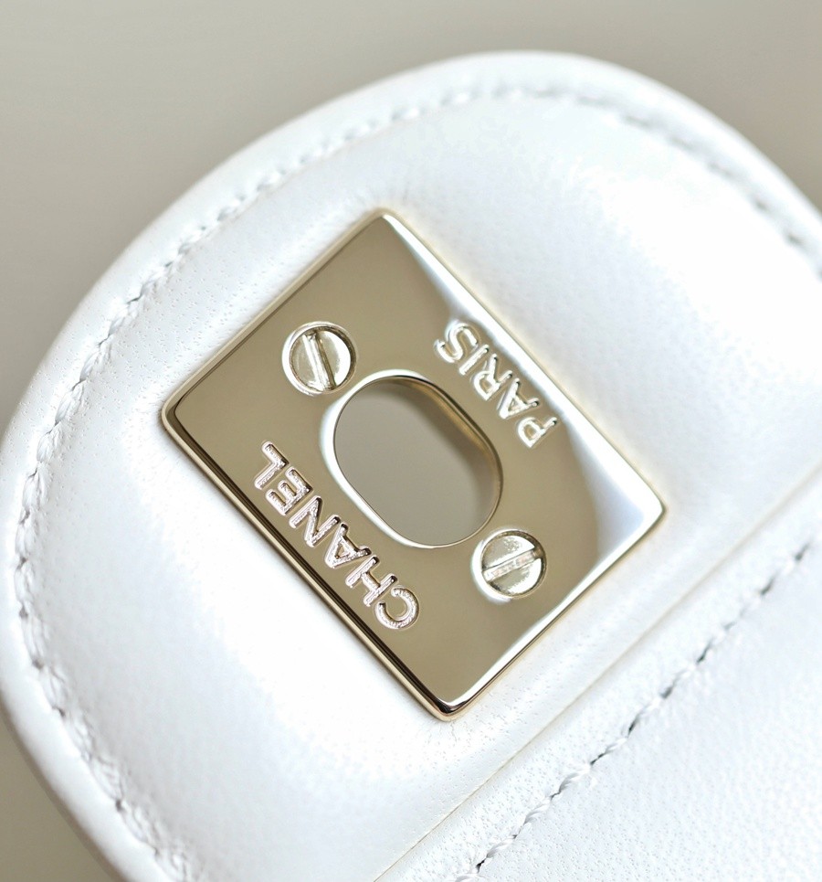 小香 23A 水鑽手提口蓋包 白色小號_13