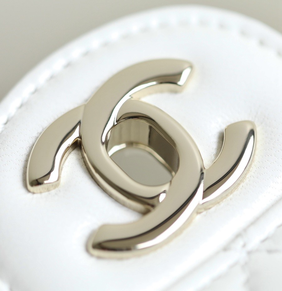 小香 23A 水鑽手提口蓋包 白色小號_14