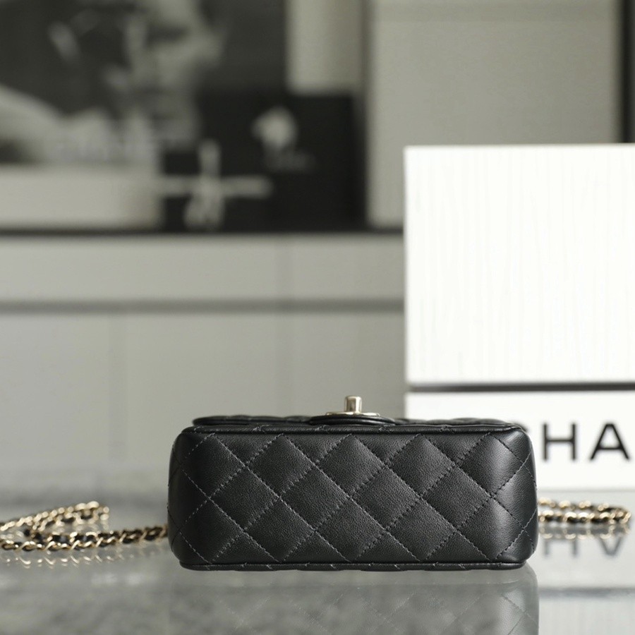 小香 23A 水鑽手提口蓋包 黑色mini_5