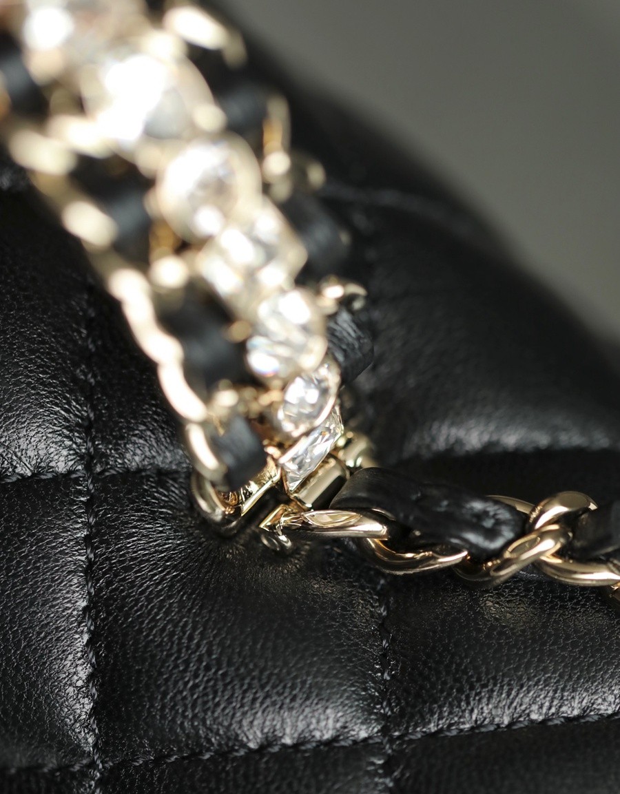 小香 23A 水鑽手提口蓋包 黑色mini_8