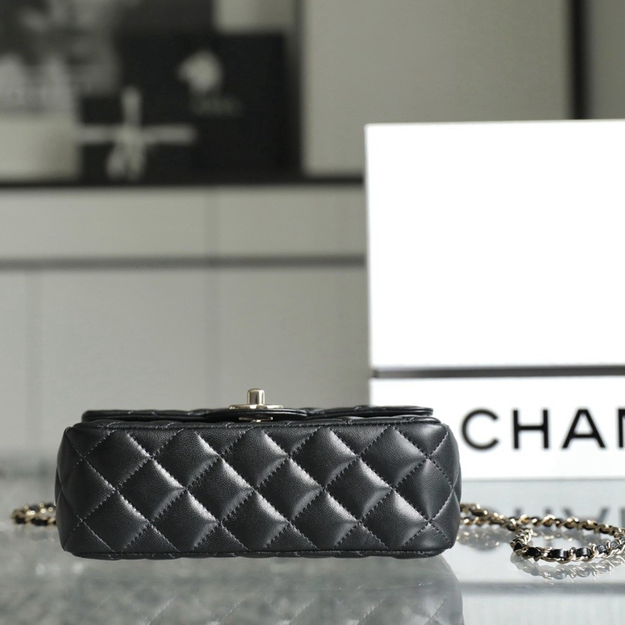 小香 23A 水鑽手提口蓋包 黑色小號_3