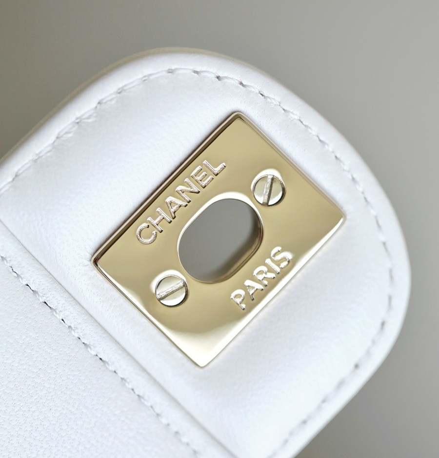 小香 23A 水鑽手提口蓋包 白色mini_12