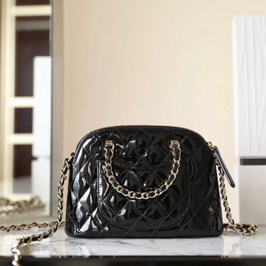 小香 23S春夏 漆皮貝殼包 黑色_2