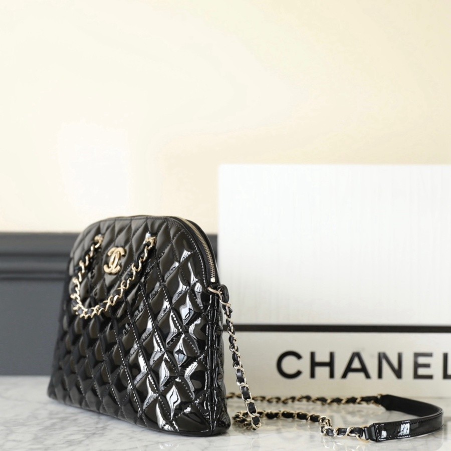 小香 23S春夏 漆皮貝殼BB包 大號黑色_4