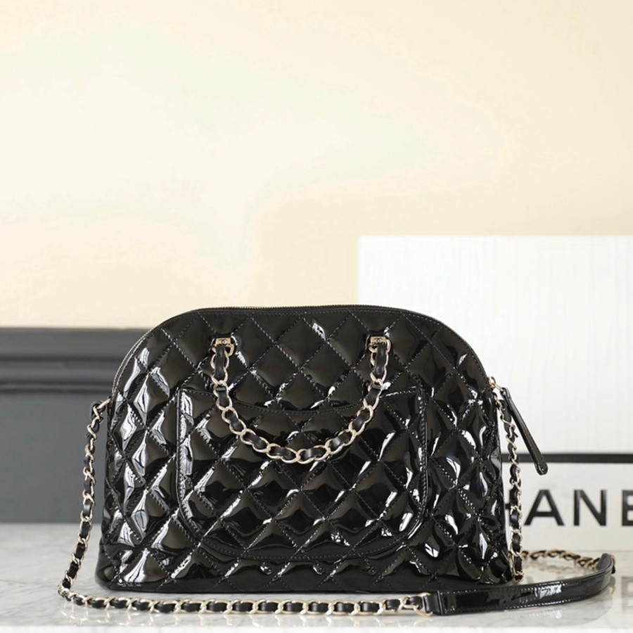 小香 23S春夏 漆皮貝殼BB包 大號黑色_2