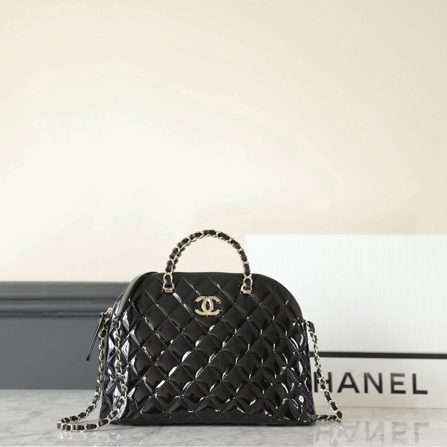 小香 23S春夏 漆皮貝殼BB包 大號黑色_3