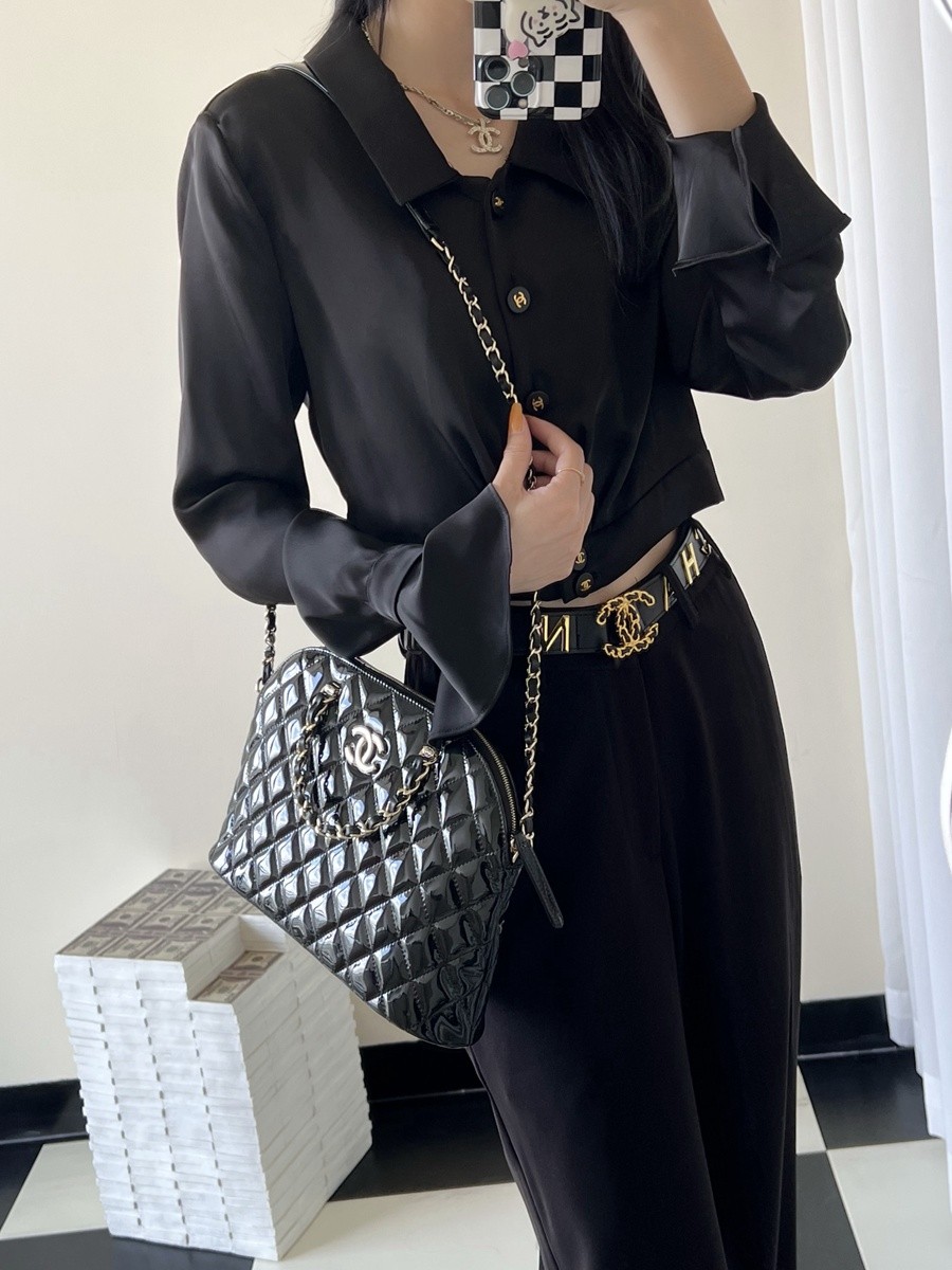 小香 23S春夏 漆皮貝殼BB包 大號黑色_22