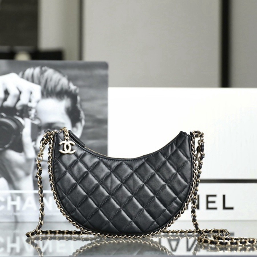 小香 23P春夏半月包/流浪Hobo 黑色 小號_1