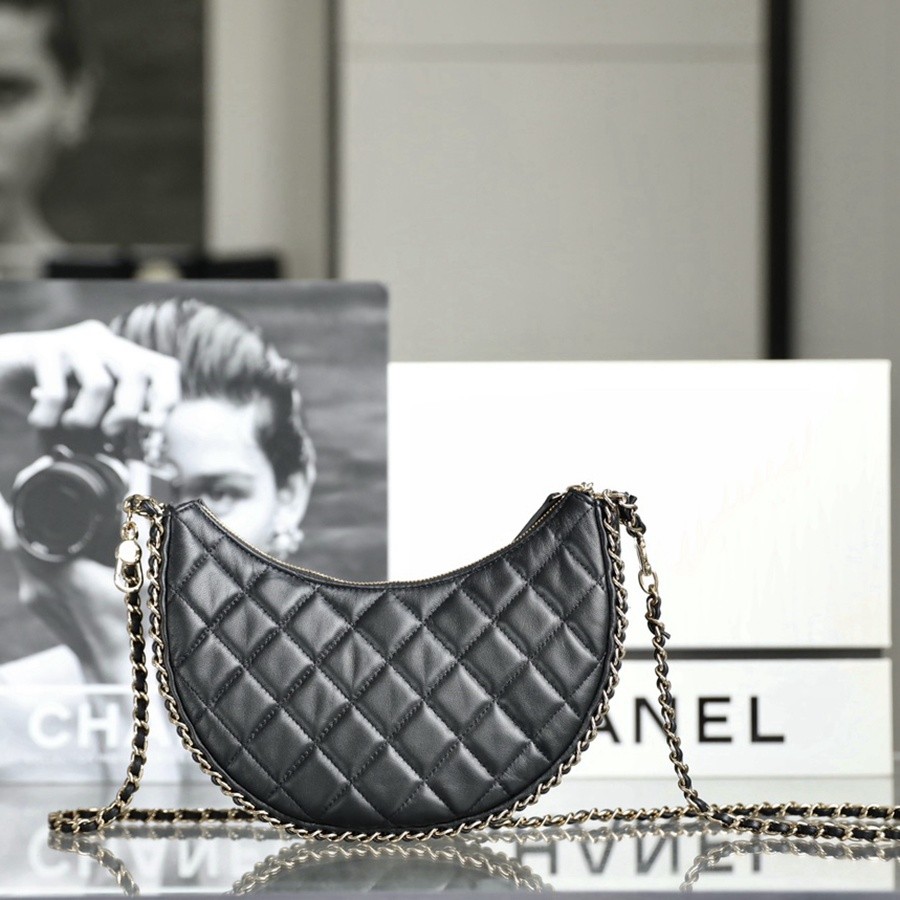 小香 23P春夏半月包/流浪Hobo 黑色 小號_7