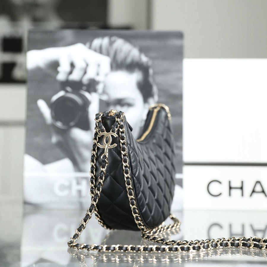 小香 23P春夏半月包/流浪Hobo 黑色 小號_4