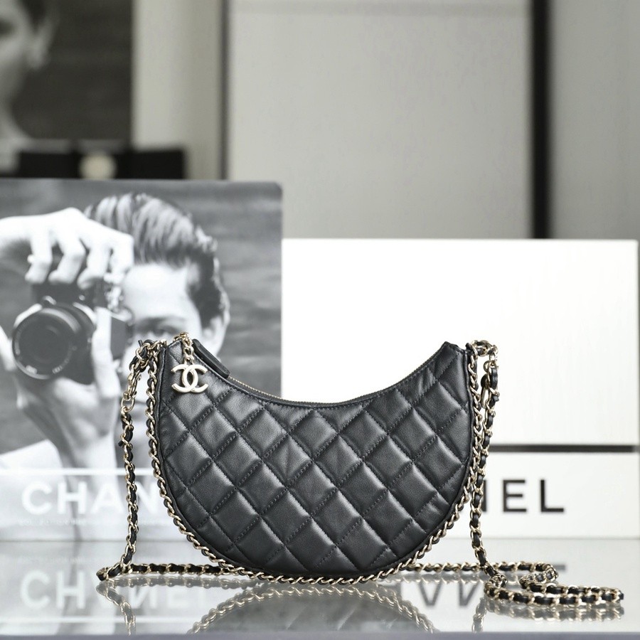 小香 23P春夏半月包/流浪Hobo 黑色 小號_10