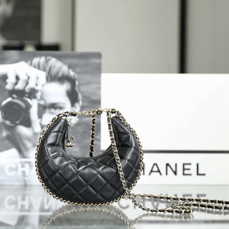 小香 23P春夏半月包/流浪Hobo 黑色 小號_11