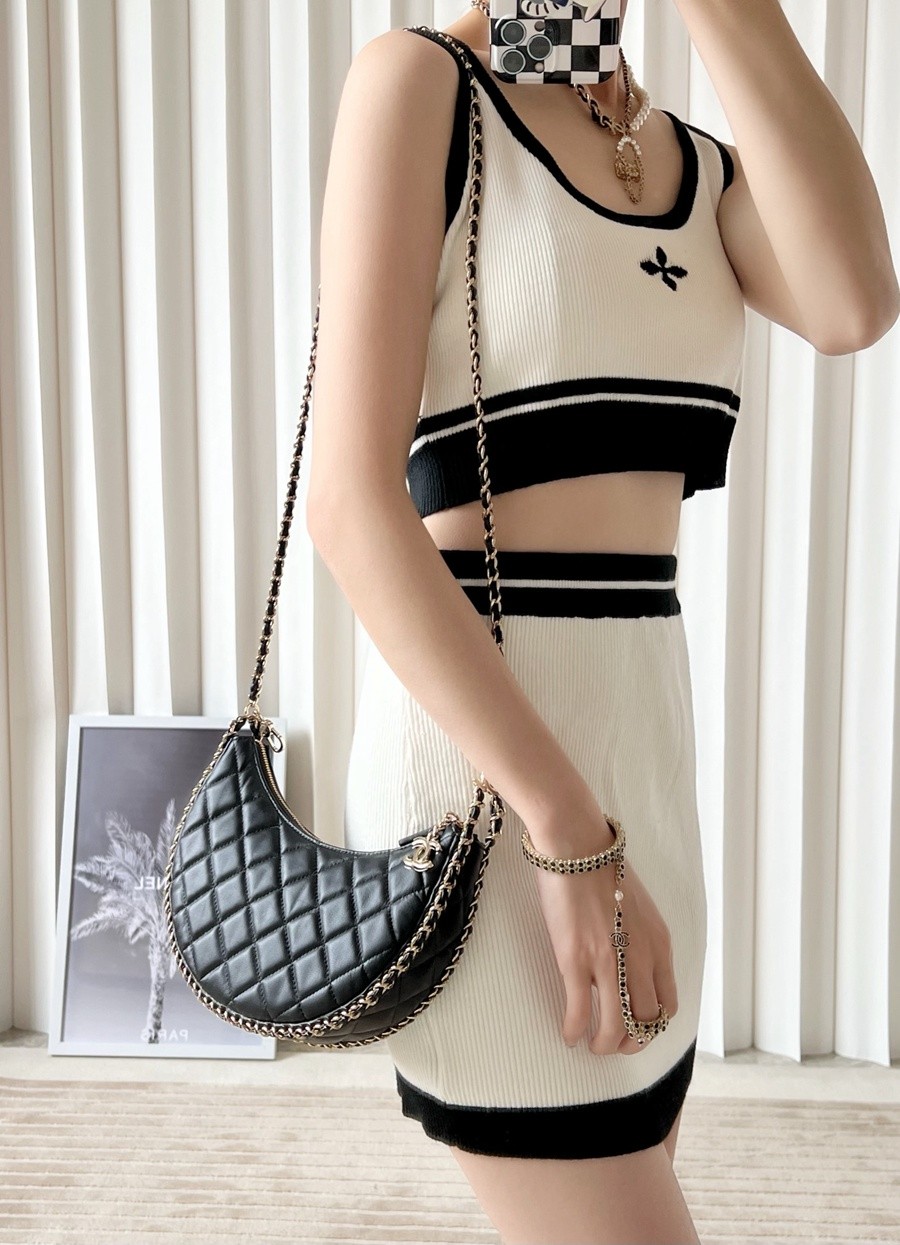 小香 23P春夏半月包/流浪Hobo 黑色 小號_19