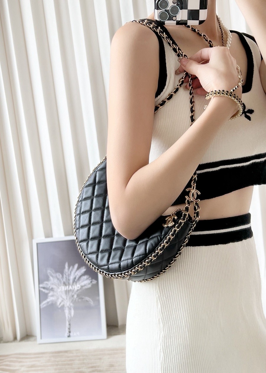 小香 23P春夏半月包/流浪Hobo 黑色 小號_21