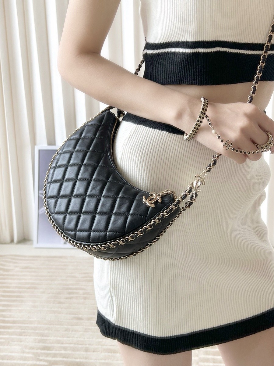 小香 23P春夏半月包/流浪Hobo 黑色 小號_22