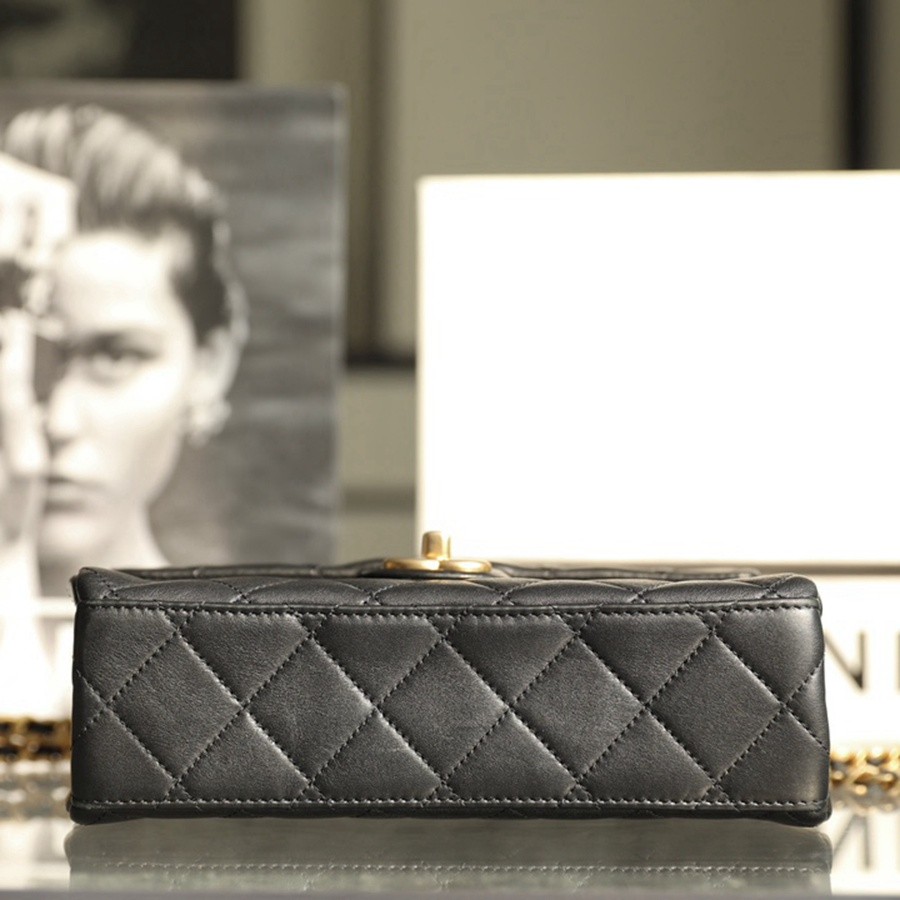 小香 23P系列 字母鏈條口蓋包 黑色小號_3