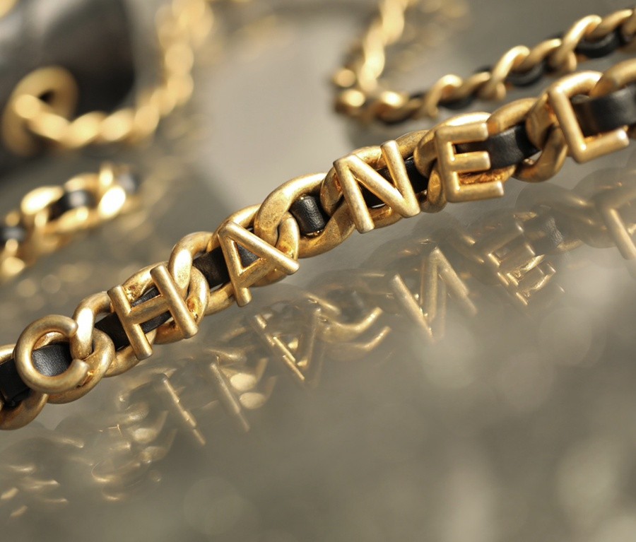 小香 23P系列 字母鏈條口蓋包 黑色小號_9