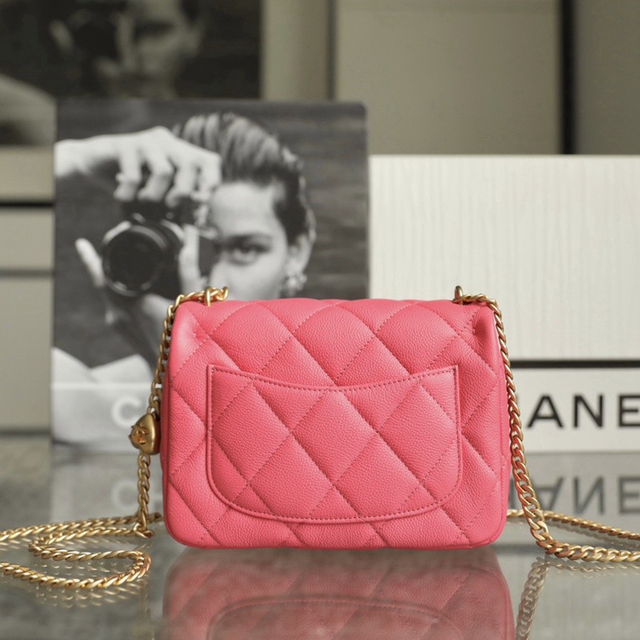 小香 23P系列愛心扣口蓋包 深粉中號_3