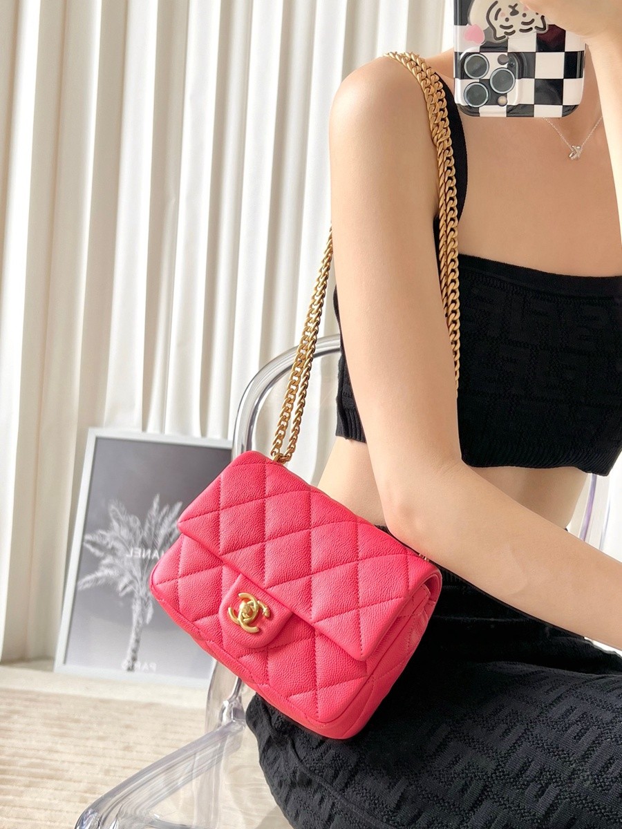 小香 23P系列愛心扣口蓋包 深粉中號_18