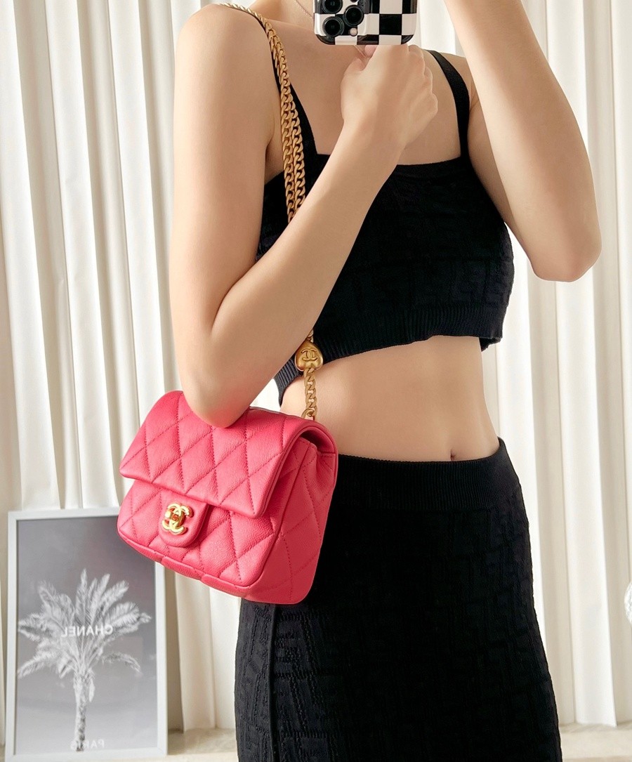 小香 23P系列愛心扣口蓋包 深粉中號_19