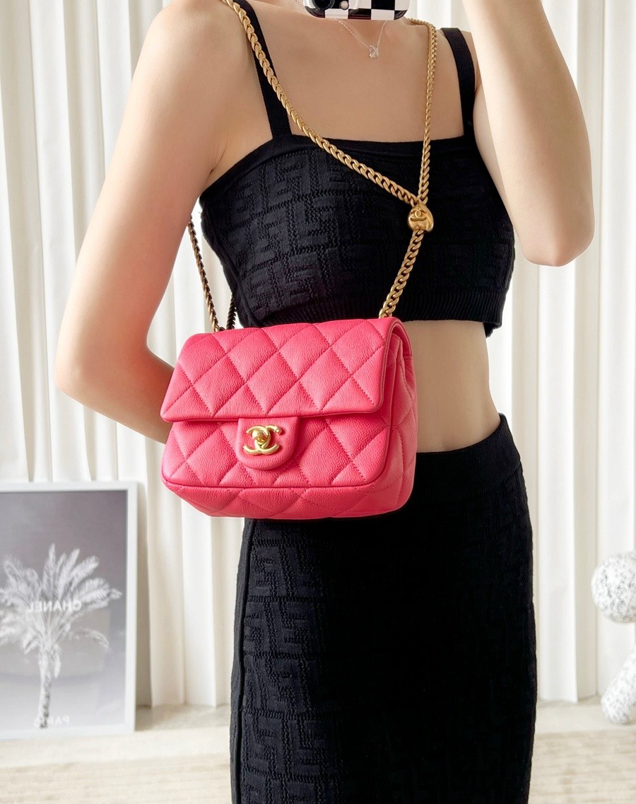 小香 23P系列愛心扣口蓋包 深粉中號_22